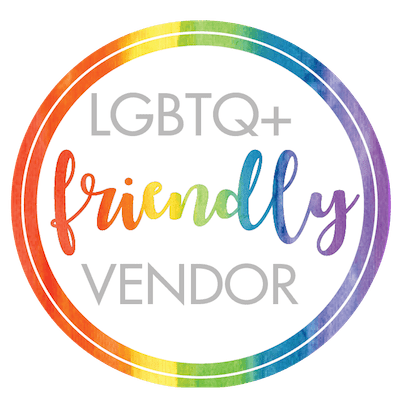 Badge and Emblem reads, "LGBTQ+ Friendly Vendor"