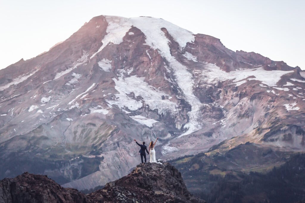 Eloping to Mt. Rainier combines the thrill of adventure with the romance of an intimate ceremony